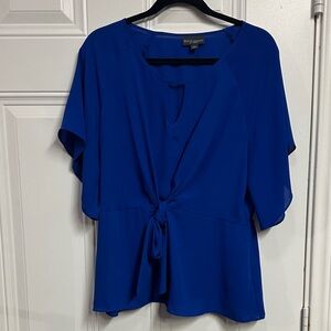 BOLD elements Vibrant Blue Tie-Front Blouse Size L 100%Polyester